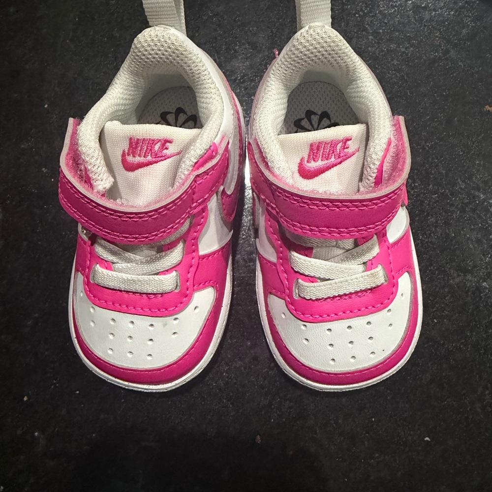 Nike Toddler Pink and White Velcro Sneakers